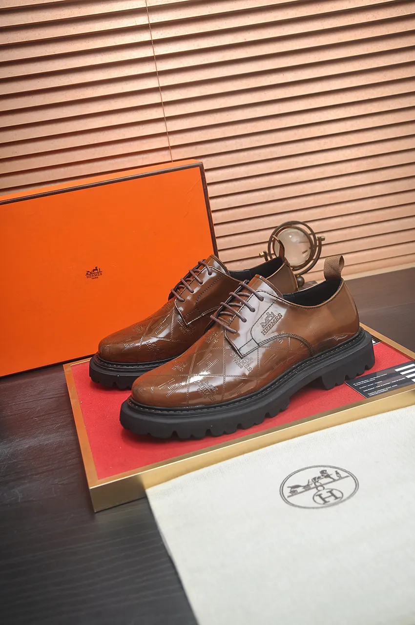 Men's men's shoes 💰720💶【[Hermes HERMES】】(High-end Niuli) New 🍀 HERMES - top version of classic casual leather shoes! Made of imported original cowhide, the inner top layer is comfortable cowhide lining! Original wear-resistant rubber foam outsole! High quality products! Code number 38-45 (45 customized)